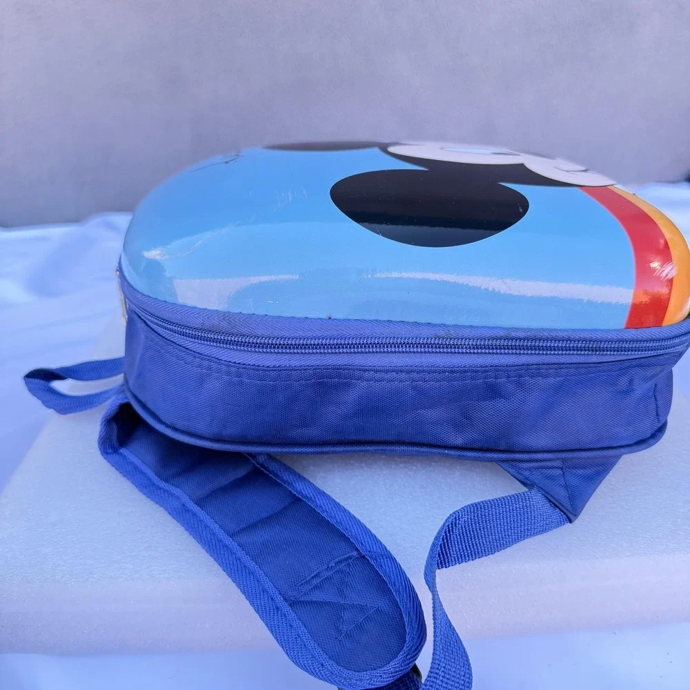 Mickey Mouse Kids Hard Shell Backpack Blue Rainbow Cartoon 14in Boys School Bag